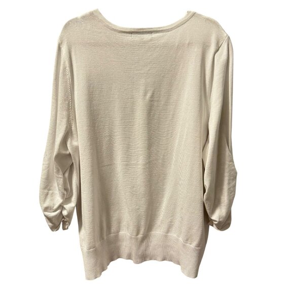 Tint & Shadow Womens V-Neck Cardigan Sz 3X White sweater - Picture 11 of 12